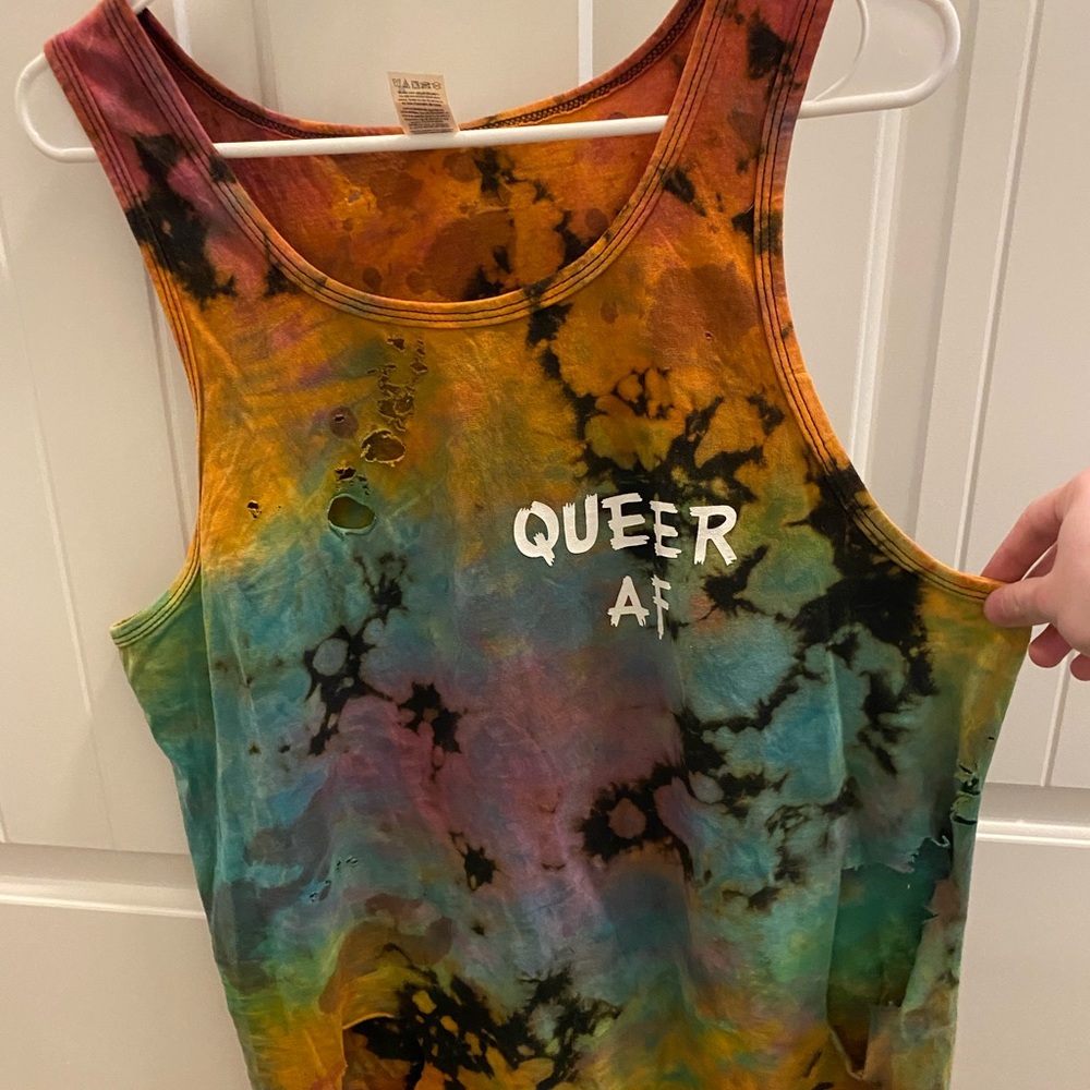 Distressed Queer AF Tie-Dye Tank